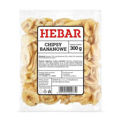 SUSZONE BANANY HEBAR CHIPSY BANANOWE 300 G