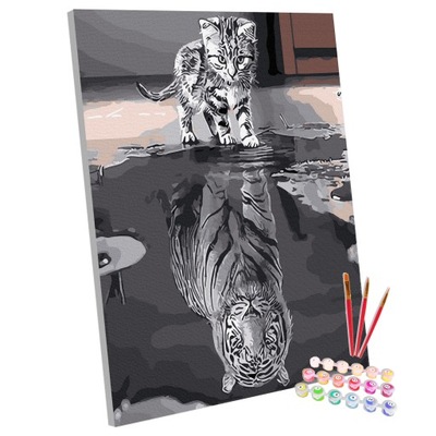 Zestaw Obraz Do Malowania MALOWANIE PO NUMERACH Na Ramie Kot Tygrys 40x50cm