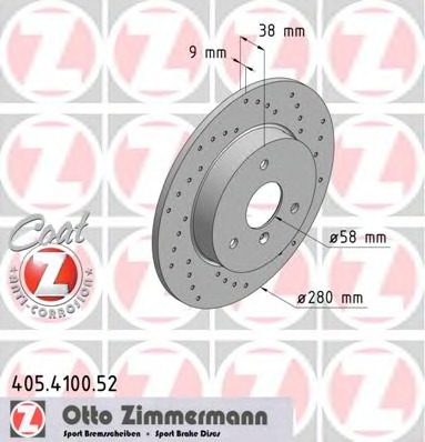 ZIMMERMANN SPORT SMART CITY 280MM ДИСКИ ТОРМОЗНЫЕ ПЕРЕД 405.4100.52