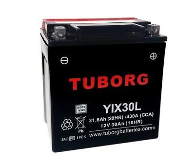 BATERÍA PARA MOTOCICLETA TUBORG YIX30L-BS 12V 30AH 430A AGM PRAWY+  