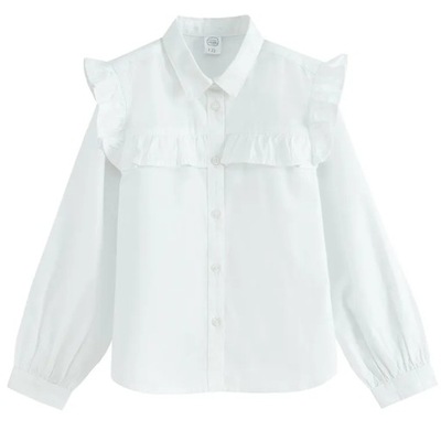 Cool Club biała koszula dziewczęca z falbankami 146