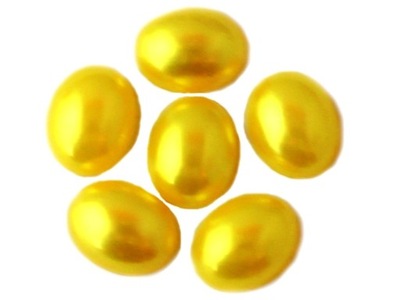 Kaboszony perłowe owalne 10x8mm żółte 16sztuk
