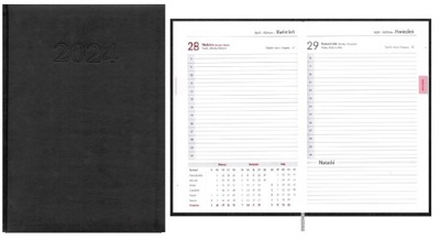 Kalendarz Terminarz książkowy 2024 Hamelin Dzienny A4 Standard Czarny
