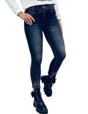 NEW M.Sara cyrkonie wygodne jeansy spodnie XS