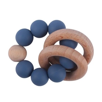 BPA Free Silicone Baby Teether Food Grade Silicone Beads Beech Wood