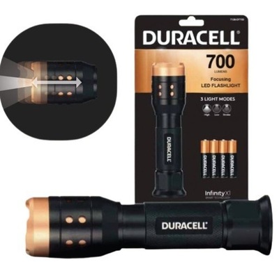 DURACELL FLASHLIGHT ALUMINIUM 700 LM CZAS OF OPERATION 20H RANGE 120M  