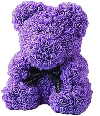 ROSE BEAR MIŚ Z RÓŻ 40cm - FIOLETOWY