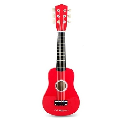 Drewniana Gitara Czerwona dla dzieci 21 cali Viga