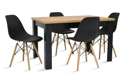 Stół rozkładany 80x120/160 4 krzesła skandynawskie