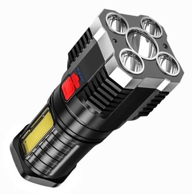 LATARKA LED TAKTYCZNA AKUMULATOROWA SZPERACZ 5 LED COB USB