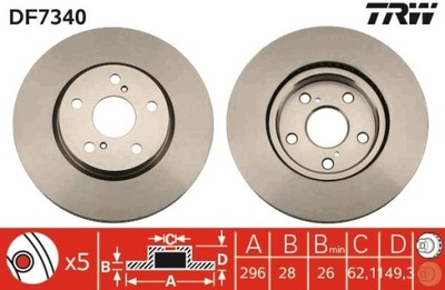 2X DISCO DE FRENADO LEXUS PARTE DELANTERA IS 05- DF7340  