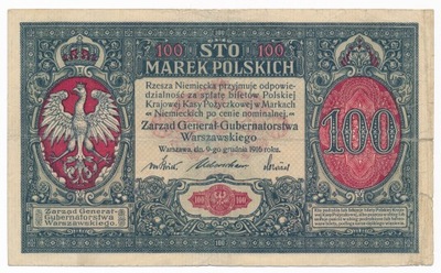 Polska, 100 marek 1916, Generał, st. 5+