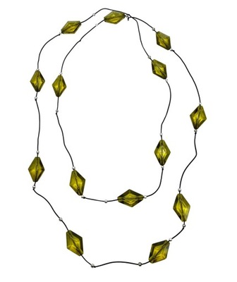 Naszyjnik korale kryształki zielone sznurek