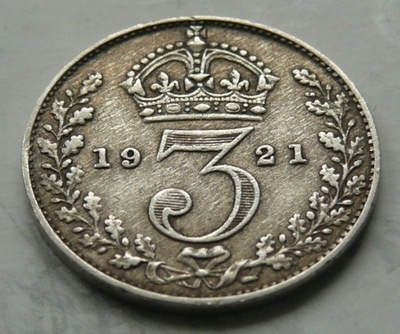 W. Brytania JERZY V - 3 pensy 1921 srebro Ag