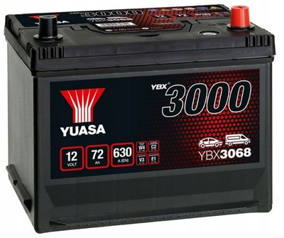 YUASA 3000 YBX3069 72AH 630A ПРАВАЯ+ YBX3068