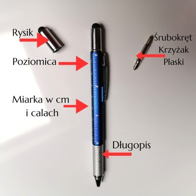 Wielofunkcyjny długopis majsterkowicza 6w1