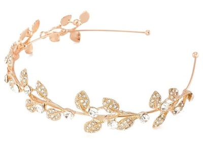 OZDOBA DO WŁOSÓW ŚLUBNA opaska ZŁOTA listki