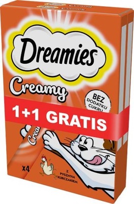 DREAMIES CREAMY PRZYSMAK Z KURCZAKIEM 4x10g + 4x10g GRATIS