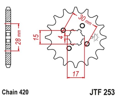 JT KRUMPLIARATIS PRIEKINĖ 255 18 HONDA MTX/MBX/XR 80 (25518JT) (LANC. 420) 