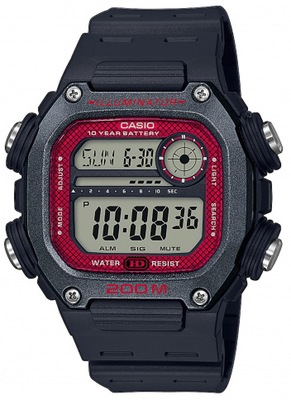 Wodoszczelny zegarek męski CASIO 5 alarmów stoper