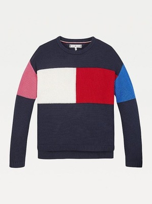 TOMMY HILFIGER GRANATOWY LUŹNY SWETER (16L)