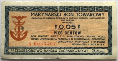 Marynarski Bon Towarowy 0,05 $ 1973 st5-