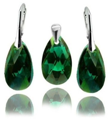 KOLCZYKI WISIOREK KRYSZTAŁ SWAROVSKI EMERALD