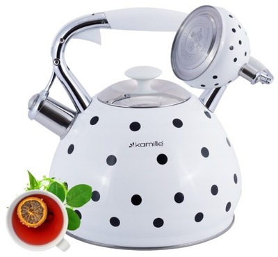 CZAJNIK STALOWY Z GWIZDKIEM POJEMNY KAMILLE