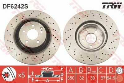 2X ДИСКИ ТОРМОЗНЫЕ ТОРМОЗНОЙ MERCEDES W221 S-KLASA 05-13 (350X32MM) TRW