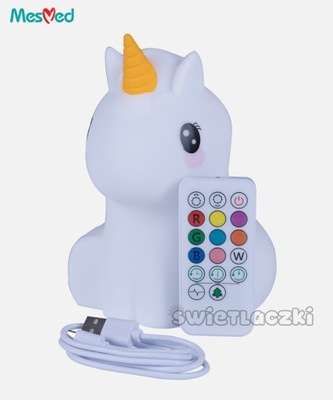 Lampka NOCNA SILIKON ŚWIETLACZEK MesMed JEDNOROŻEC
