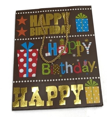 TOREBKA OZDOBNA NA PREZENT 18x23x10 cm prezentowa URODZINOWA HAPPY BIRTHDAY