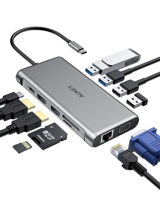 AUKEY CB-C78 USB-C HUB 12w1 PD 100W HDMI 4K VGA SD