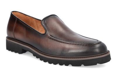 Buty Męskie Skórzane Brązowe Loafersy Lancerto Ellon 43