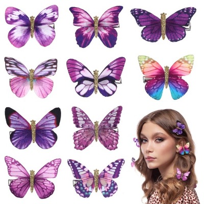 MOTYLOWA Wpinka do włosów Fioletowe spinki w kształcie motyla