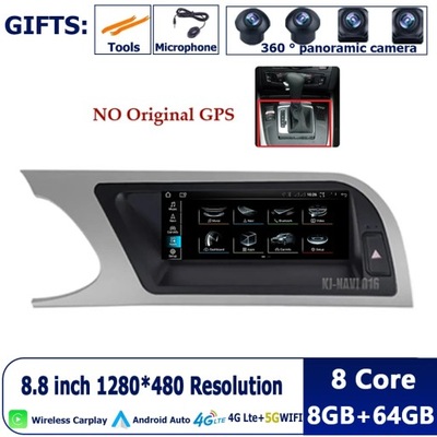 NAVEGACIÓN GPS ANDROID 13 RADIO DE AUTOMÓVIL PARA AUDI A5 B8 2009-2016 BLUETOOTH  