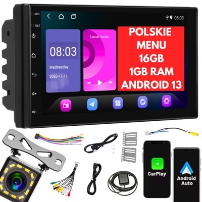 RADIO SAMOCHODOWE 2 DIN HiFi ANDROID 13 RDS GPS WIFI USB 1GB/16GB RDS 7"