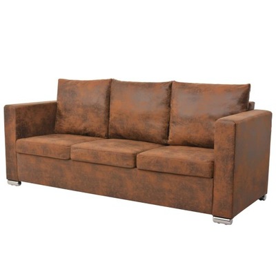 SOFA 3-OSOBOWA 191X73X82CM SZTUCZNY ZAMSZ