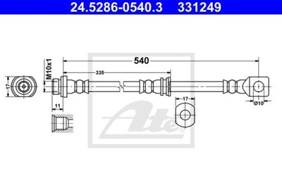 ПАТРУБОК ТОРМОЗНОЙ ГИБКИЙ ЗАД L/P (DŁ. 540MM,ŚR. 10MM, M10X1, BANJO