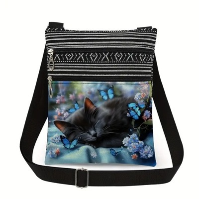 Stylowa Torba na Ramię z Nadrukiem Kota