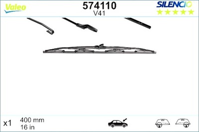 VALEO LIMPIAPARABRISAS ESCOBILLAS PRZEGUBOWE PARTE DELANTERA 1SZT. V41 SILENCIO 400MM  