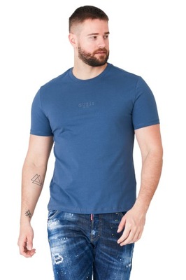 GUESS - Niebieski t-shirt męski z logo r M