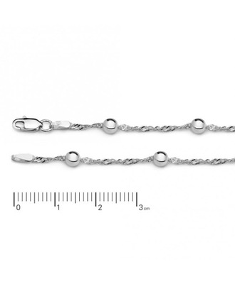 Srebrny łańcuszek singapur kręcony z kulkami pr 925 45 cm