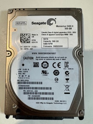 Dysk twardy Seagate Momentus 5400.6 ST9500325AS 500GB SATA 2,5"