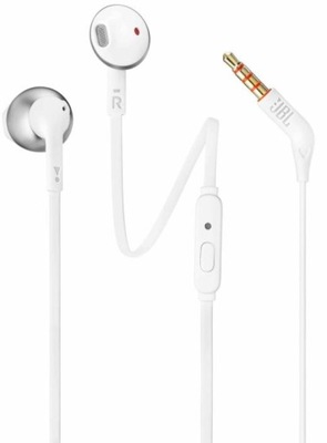 Słuchawki douszne JBL T205 Biało-Srebrne