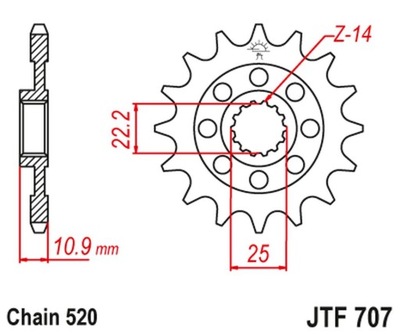 ЗУБЧАТКА ПЕРЕД JT JTF707.15 15Z РАЗМЕР 520