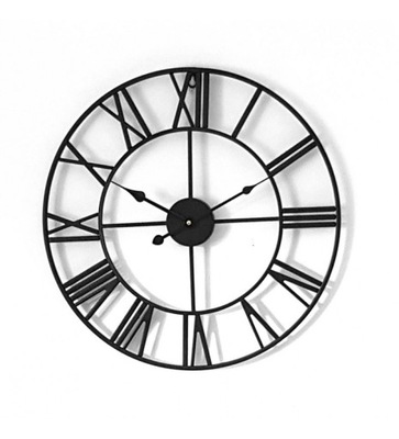 Zegar Ścienny Metalowy Loft Cichy Duży Czarny 60cm