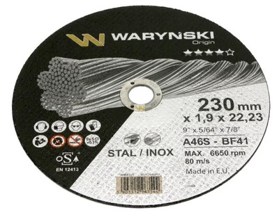 ДИСК DO ОБРЕЗАНИЯ METALU 230 X1.9 X22.23MM WARYŃSKI