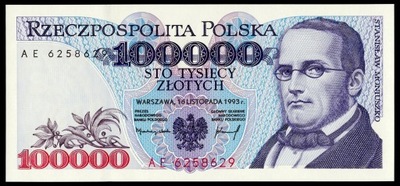 66.! Banknot 100000 zł seria AE 1993 r. Moniuszko / UNC