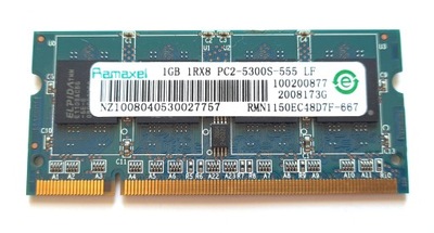 PAMIEC RAM RAMAXEL 1GB PC2-5300S DDR2-667 667MHz
