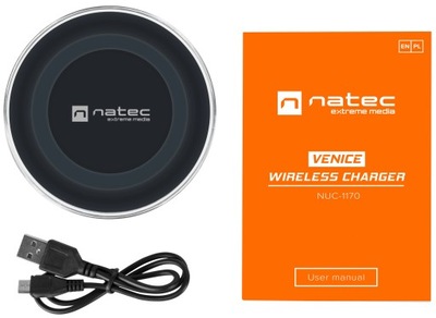 Ładowarka indukcyjna bezprzewodowa WIRELESS CHARGER 5W NATEC z kablem USB
